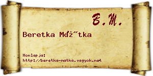 Beretka Mátka névjegykártya